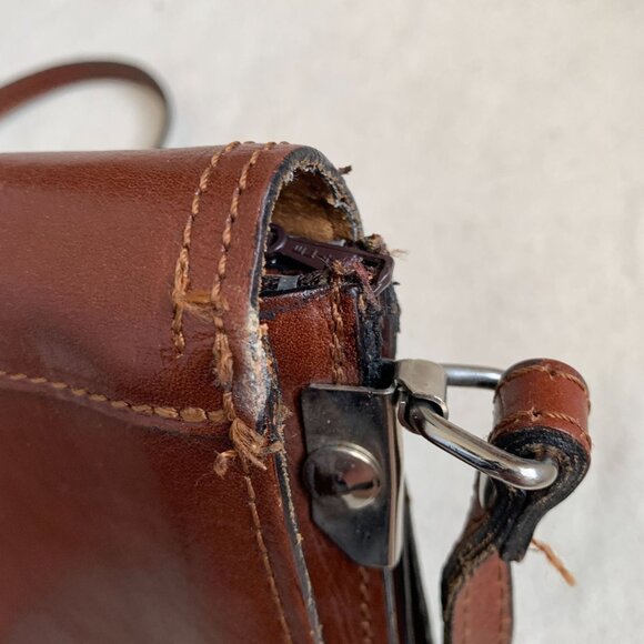 L 'artigiano Italian Leather Crossbody Bag Brown Small - Picture 9 of 12